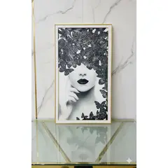 GENERICO - Cuadro Minimalista De Rostro Y Mariposas 80x140cm