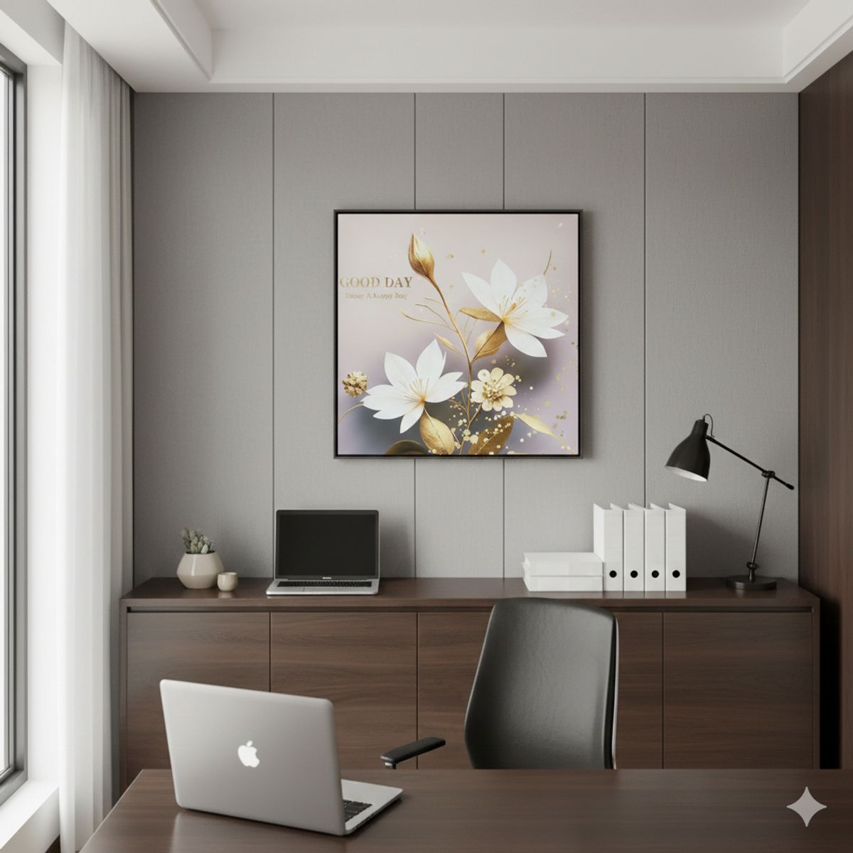 GENERICO - Cuadro de Flor Blanca Minimalista 60x60cm