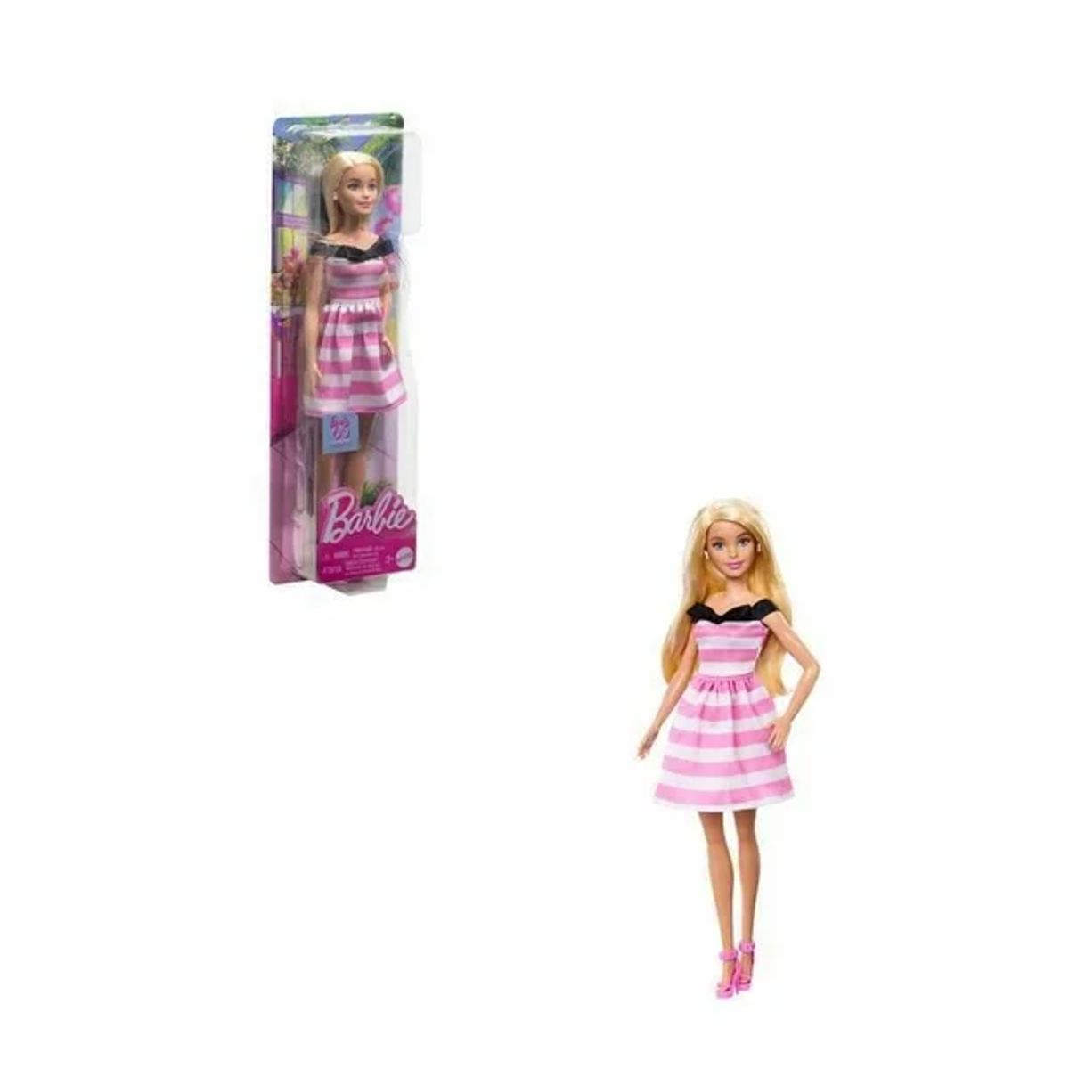 MATTEL - Muñeca Barbie Aniversario con Vestido Blanco y Rosa