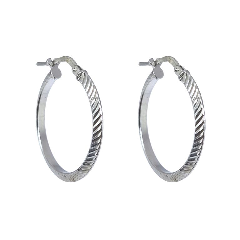 Aros Argollas Facetadas Rodinados 25mm Plata 925 Plateado 25