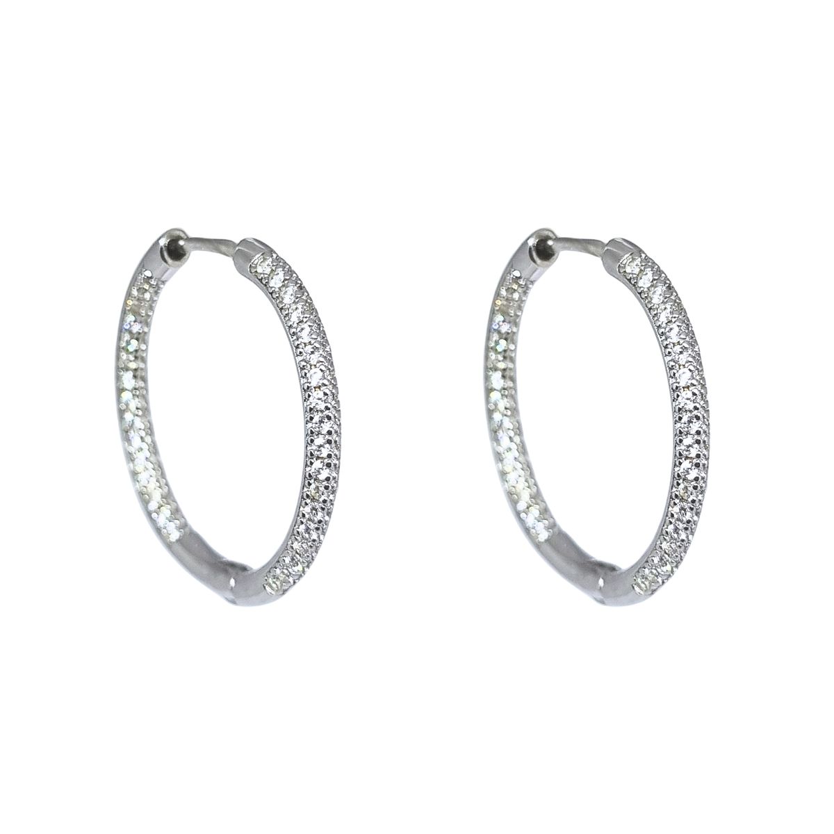 JOYAS LANDEROS - Aros Argollas Rodinado con Circones 25mm Plata 925