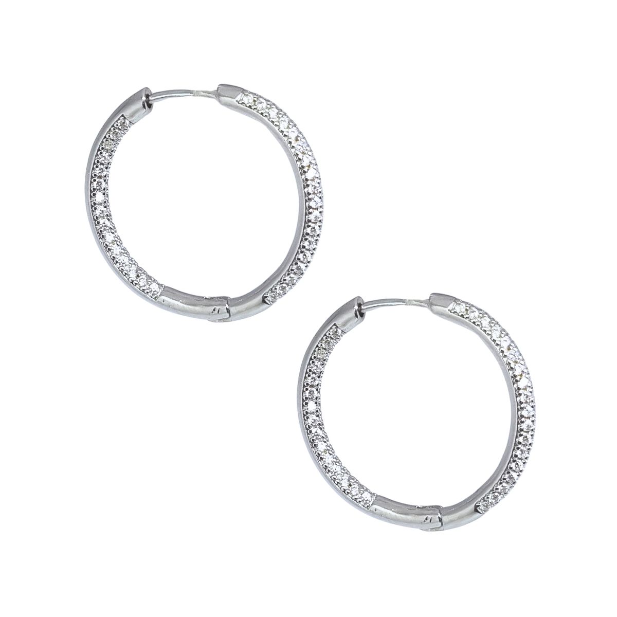 JOYAS LANDEROS - Aros Argollas Rodinado con Circones 25mm Plata 925