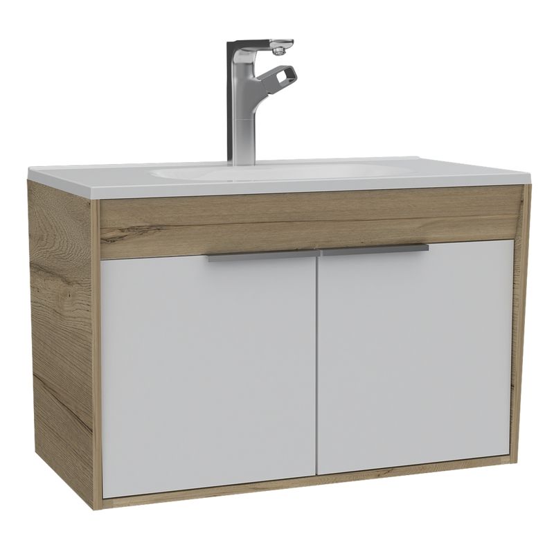 TUHOME - Mueble Lavamanos Carter 80 Flotante - Duna / Blanc
