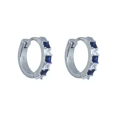 JOYAS LANDEROS - Aros Argollas Esmeralda/Zafiro con Circones 15mm Plata 925