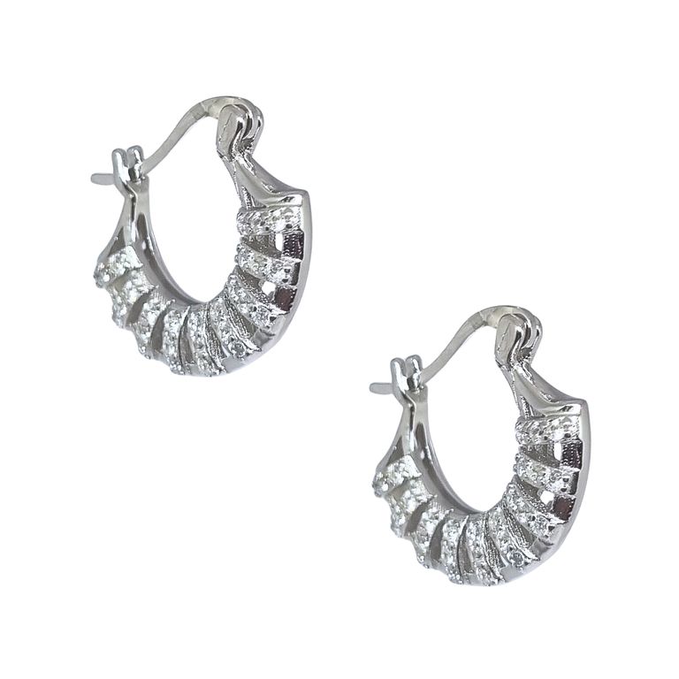 Aros Bote Abanico Circones 18mm Plata 925 Plateado 18