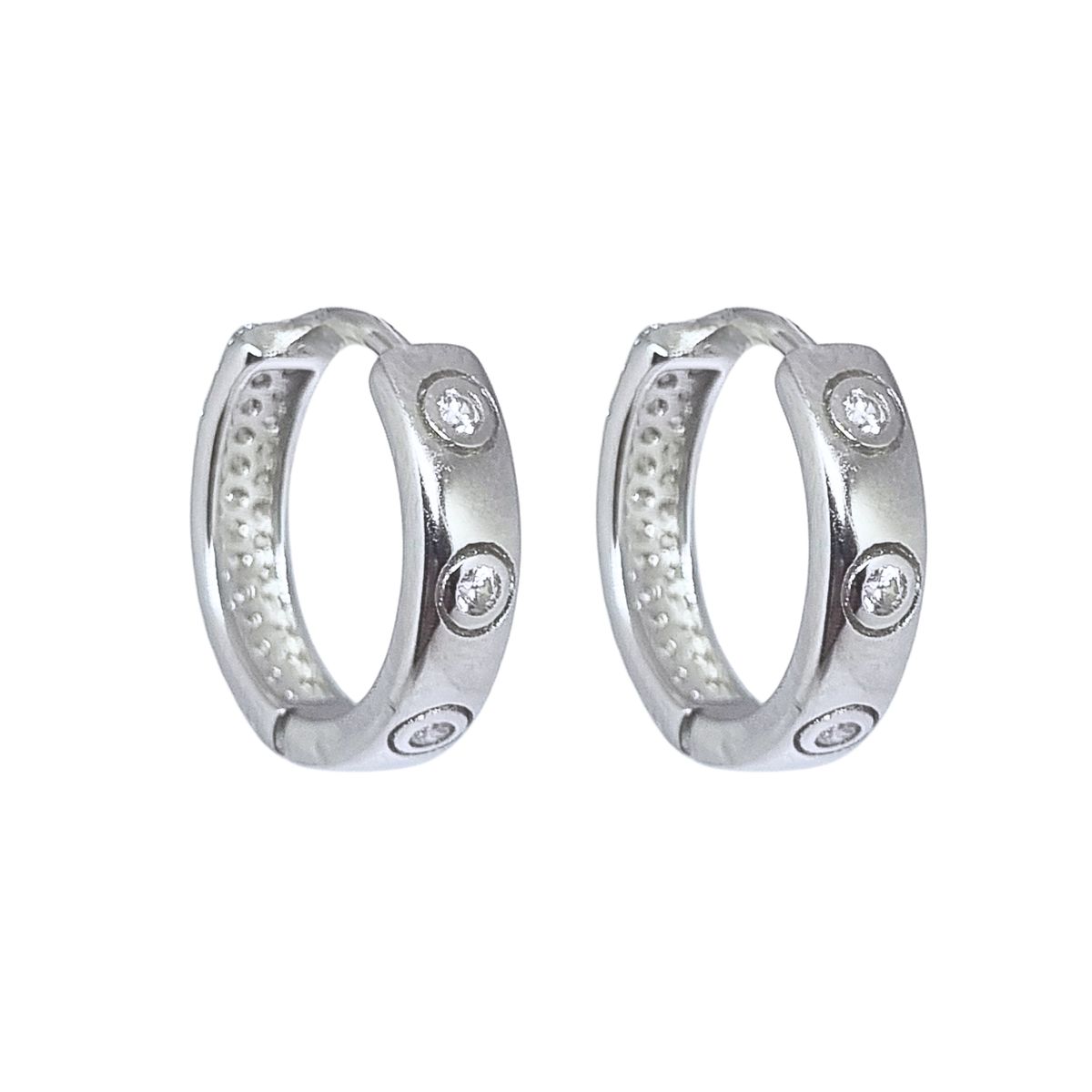 JOYAS LANDEROS - Aros Argolla Triple Riel 14mm Plata 925