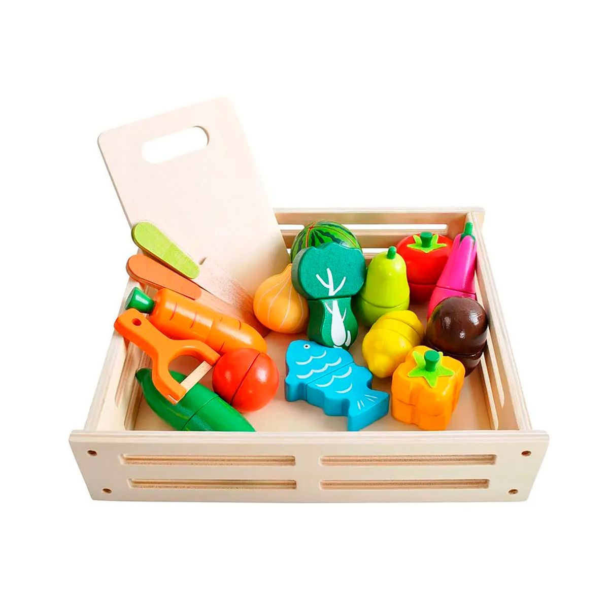 GENERICO - Set De Frutas Y Verduras De Madera Juguete Didáctico 17pzs
