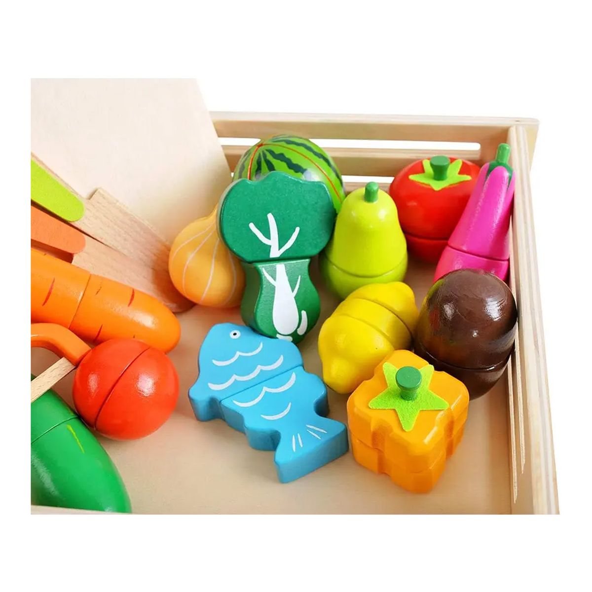 GENERICO - Set De Frutas Y Verduras De Madera Juguete Didáctico 17pzs