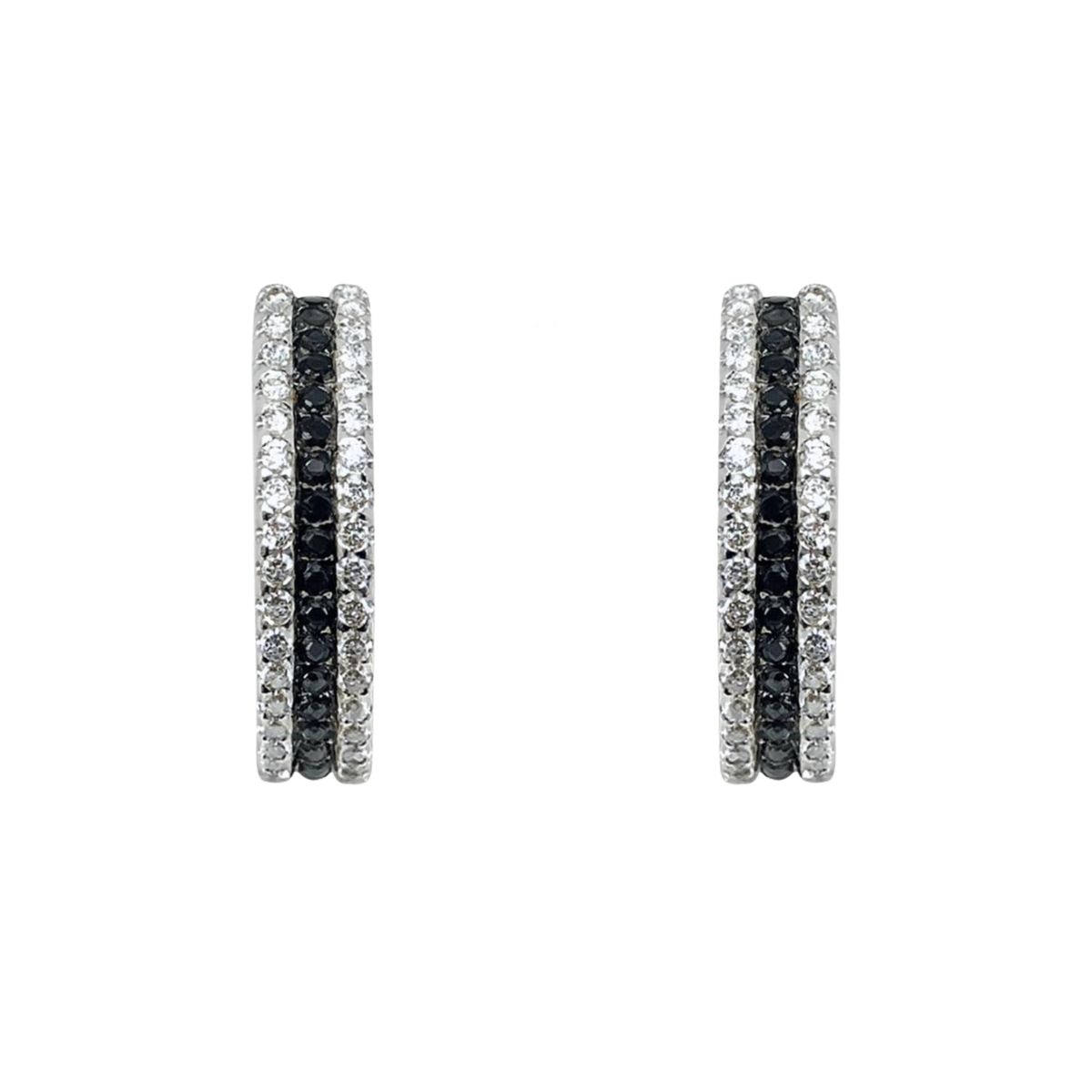 JOYAS LANDEROS - Aros Semi Argolla Onix Plata 925