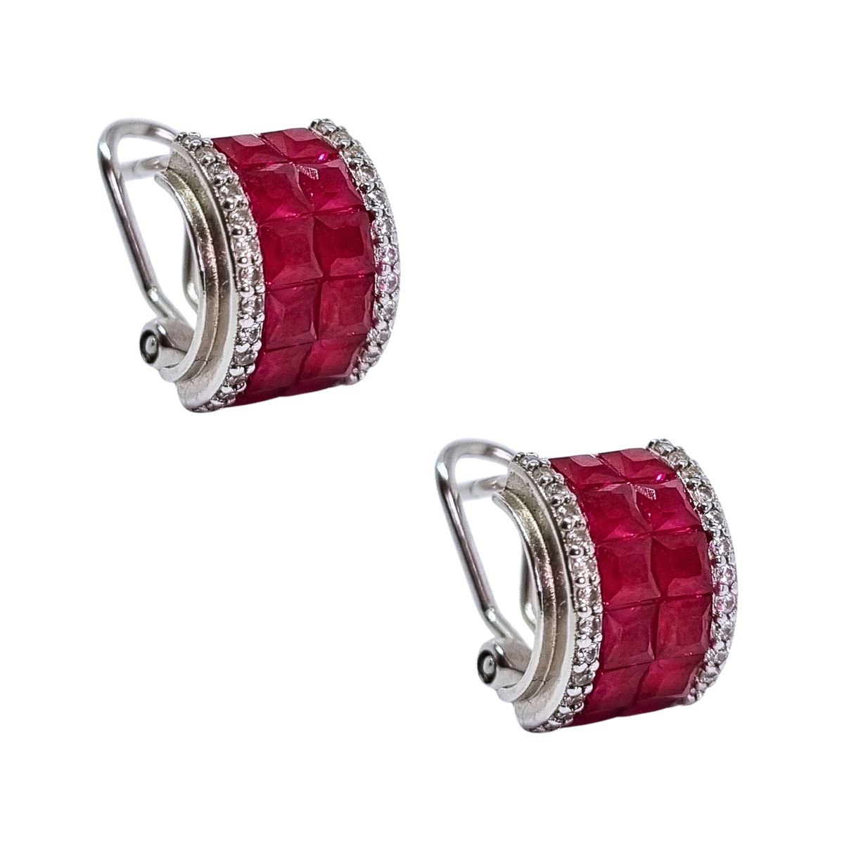 JOYAS LANDEROS - Aros Semi Argolla Rubí 12mm Plata 925