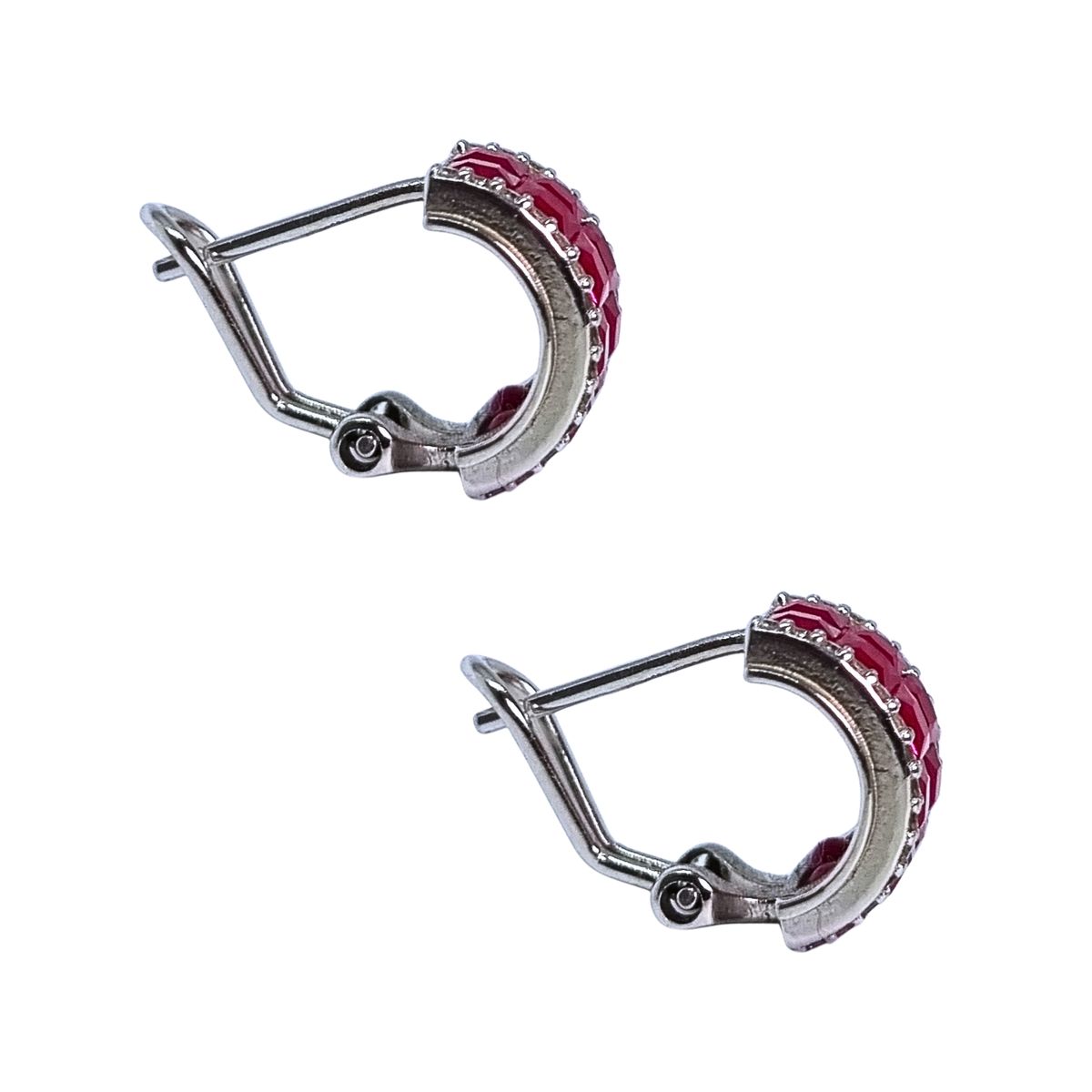 JOYAS LANDEROS - Aros Semi Argolla Rubí 12mm Plata 925