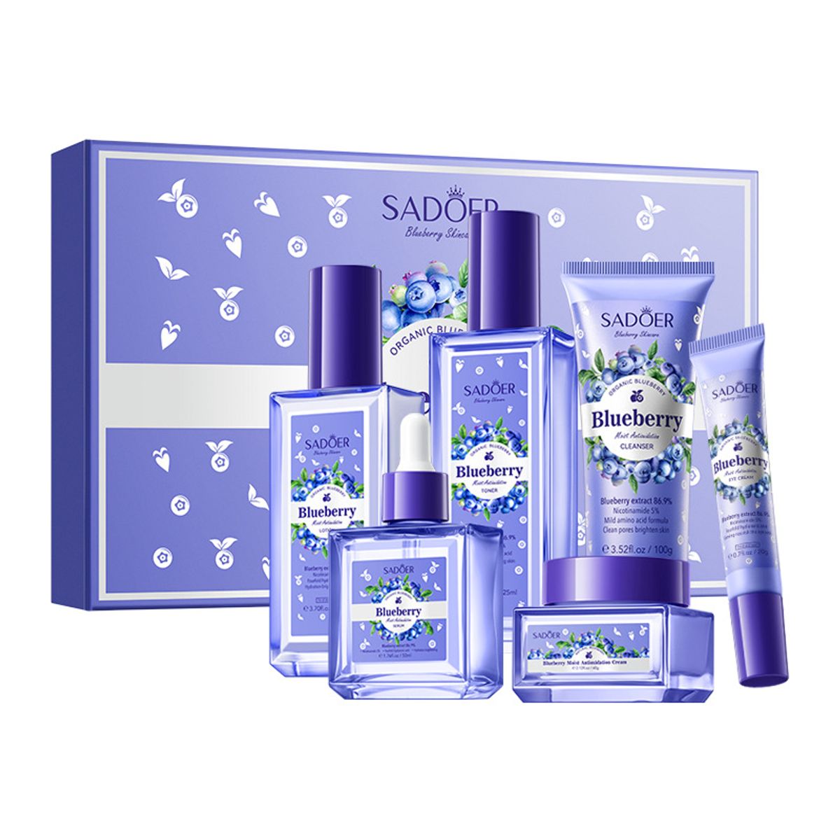 GENERICO - Set Skincare Kit Cuidado Facial Extracto De Arándano Piel Joven y Radiante