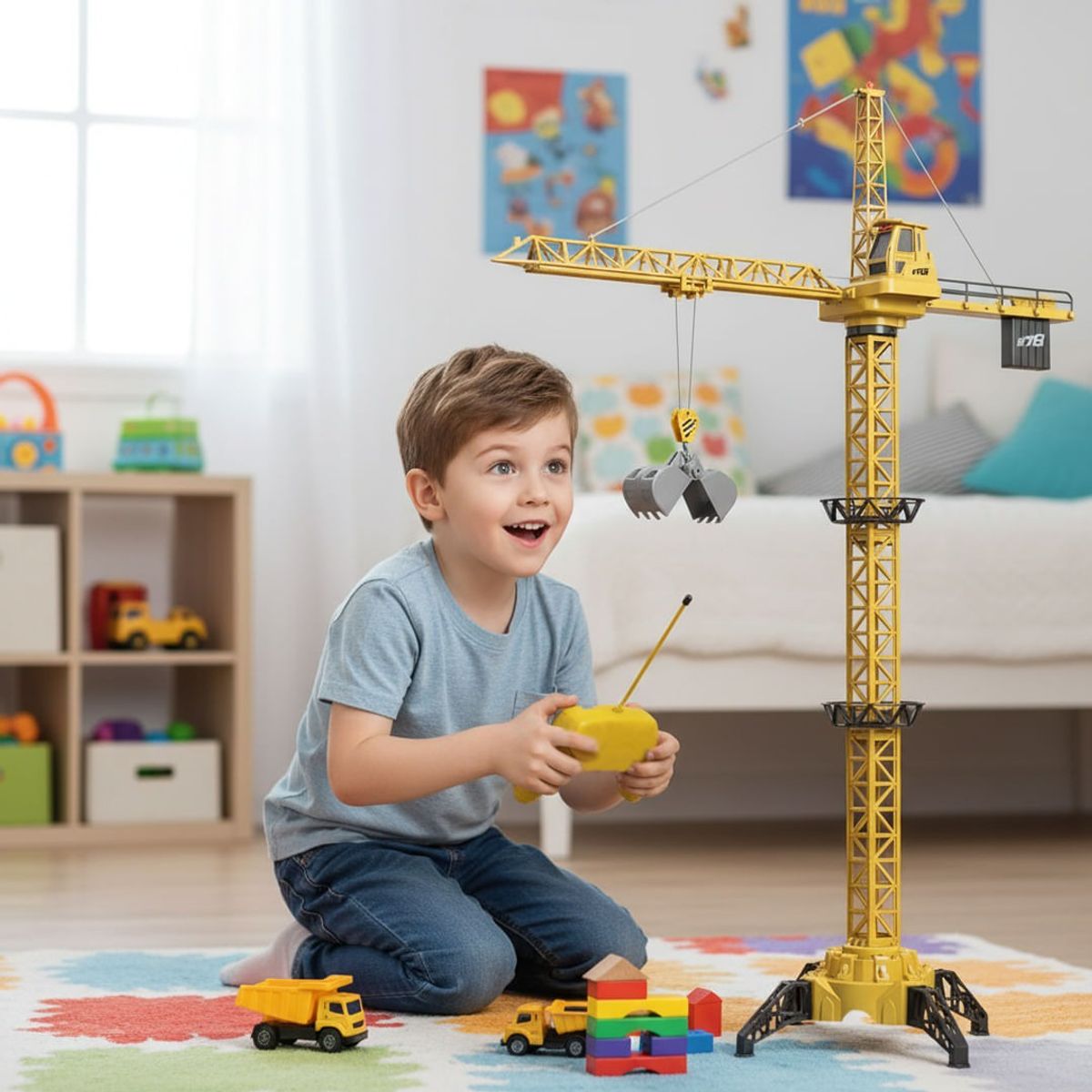 GENERICO - JUGUETE GRUA CONSTRUCCION A CONTROL REMOTO