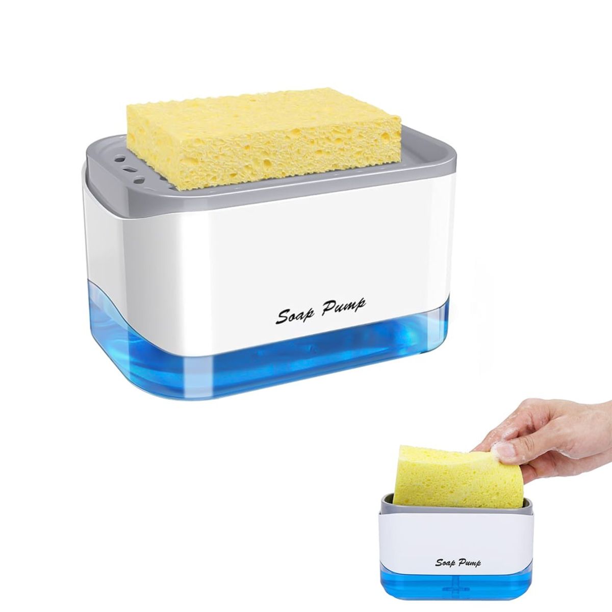 GENERICO - DISPENSADOR DE JABÓN CON SOPORTE PARA ESPONJA FREGADERO COCINA