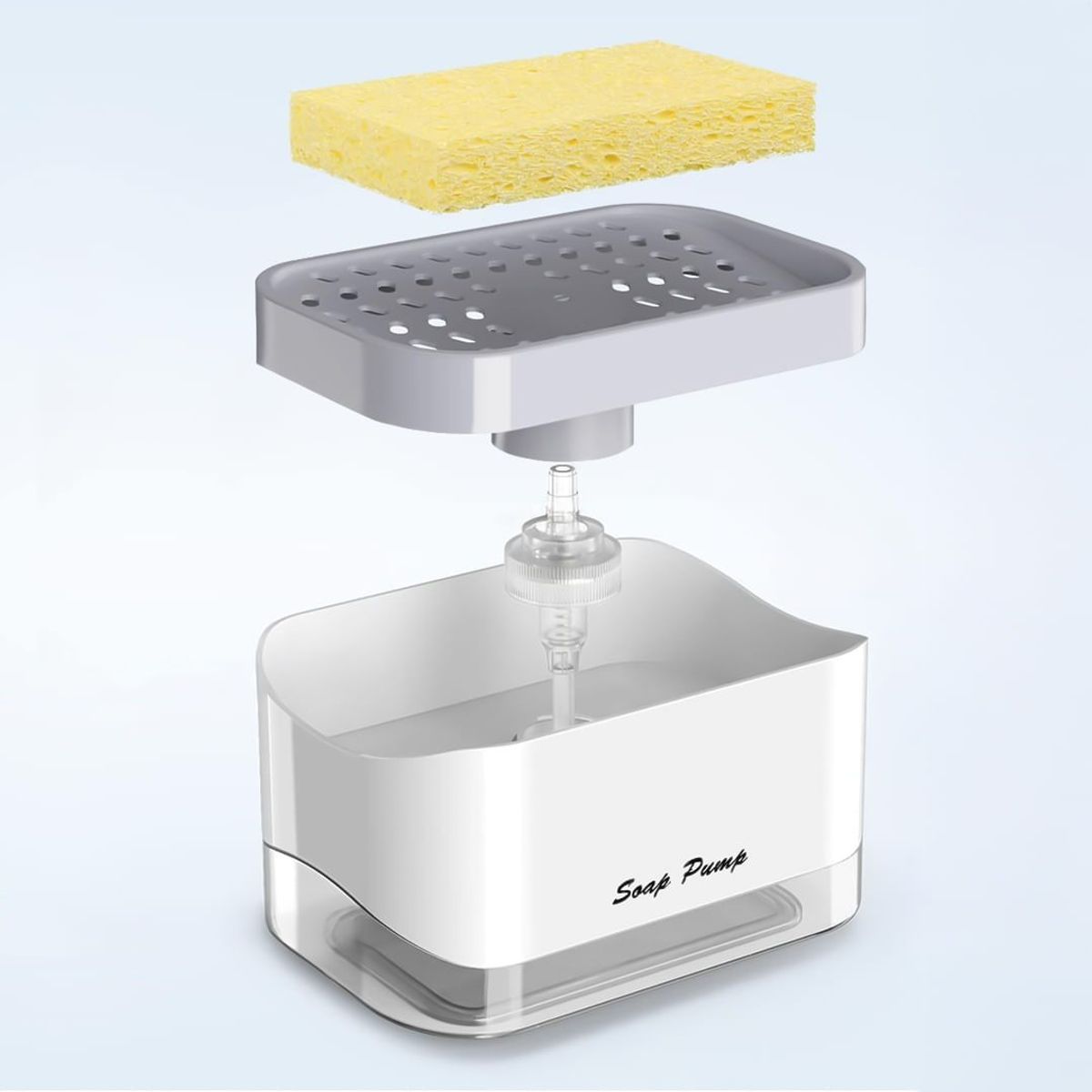 GENERICO - DISPENSADOR DE JABÓN CON SOPORTE PARA ESPONJA FREGADERO COCINA