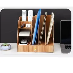 GENERICO - ORGANIZADOR ESCRITORIO LIBROS MADERA MULTIFUNCION 33X30 CM