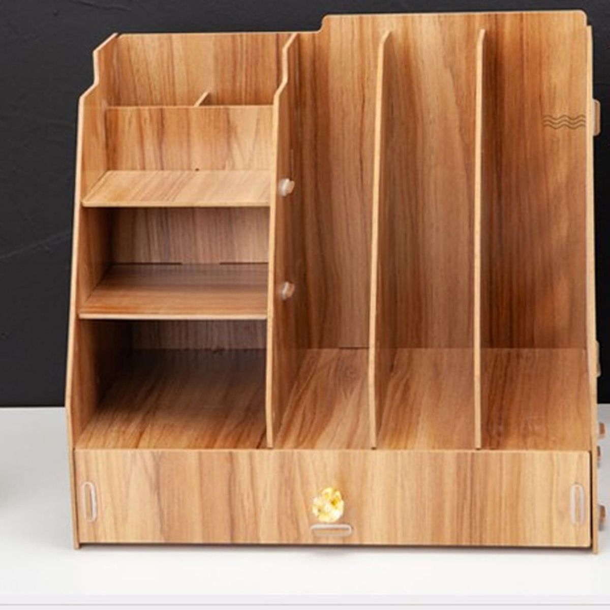 GENERICO - ORGANIZADOR ESCRITORIO LIBROS MADERA MULTIFUNCION 33X30 CM