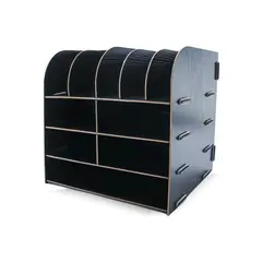 GENERICO - ORGANIZADOR ESCRITORIO ESTANTE LIBRERÍA MADERA MULTIFUNCION NEGRO