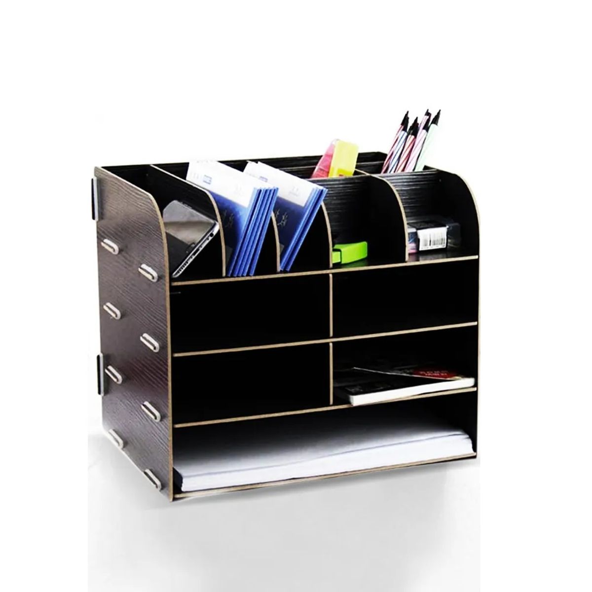 GENERICO - ORGANIZADOR ESCRITORIO ESTANTE LIBRERÍA MADERA MULTIFUNCION NEGRO