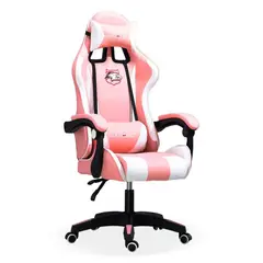 GENERICO - SILLA GAMER ERGONÓMICA AJUSTABLE MASAJEADOR RECLINABLE ROSA