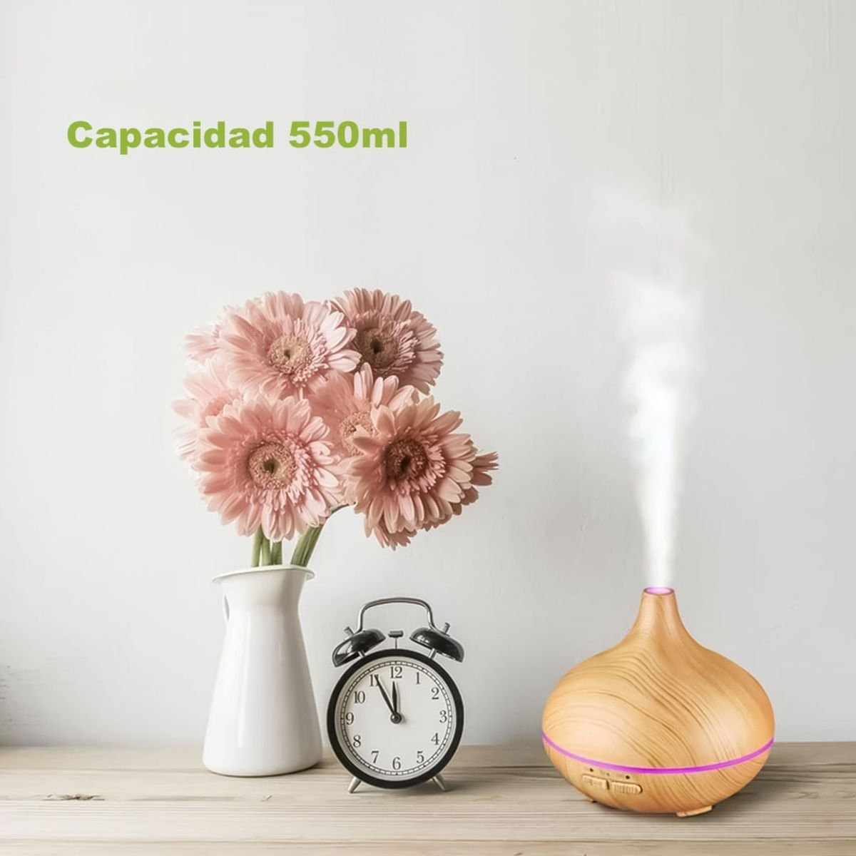 GENERICO - HUMIDIFICADOR DIFUSOR DE AROMAS CAPACIDAD 500 ML LED RGB CAFÉ OSCURO