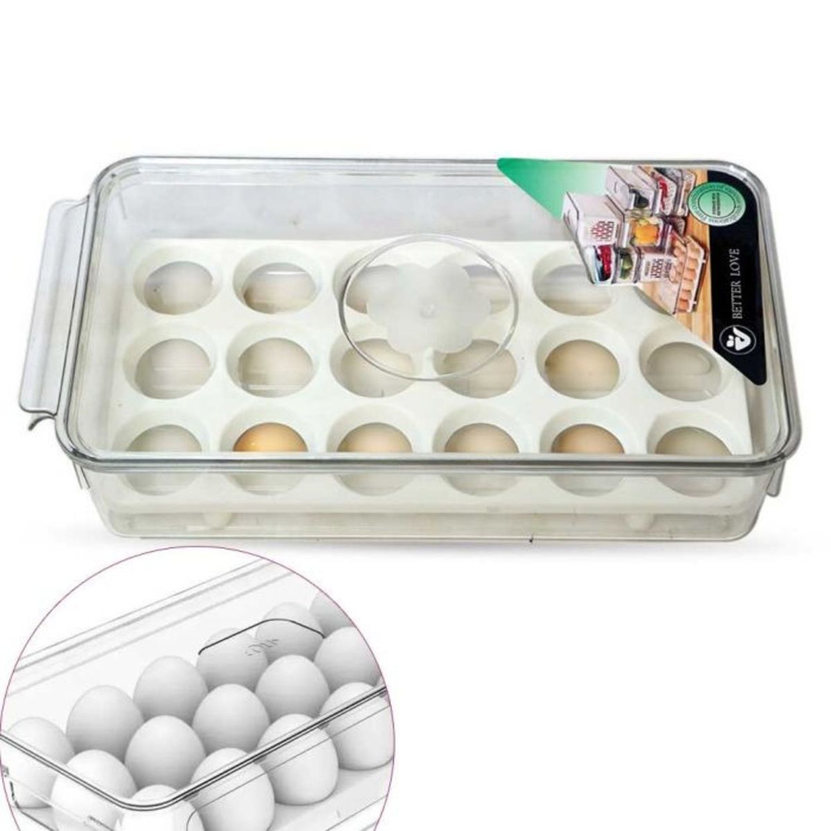 GENERICO - CAJA CONTENEDORA ACRÍLICA ALMACENADORA 18 HUEVOS