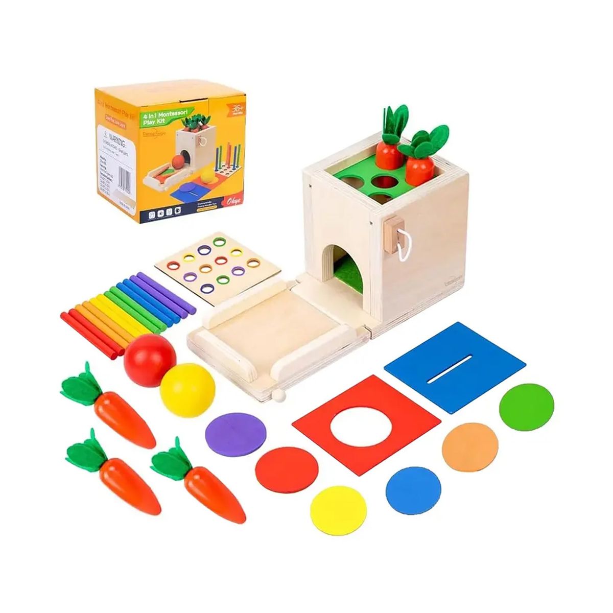 GENERICO - Juguete Didactico De Madera 4en1 Para Niños
