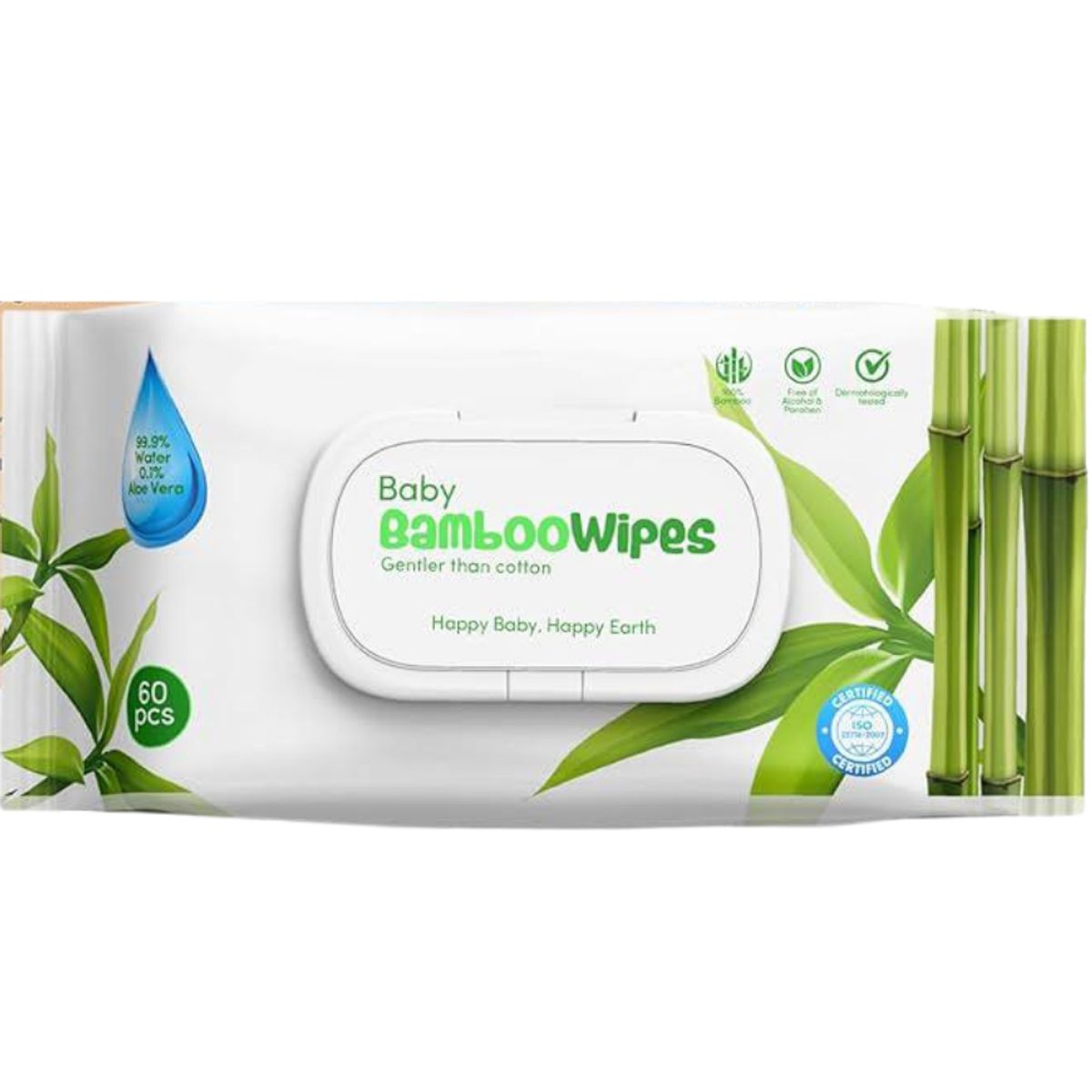GENERICO - Toalla Húmedas Bambu Agua 99-9% 60unid Biodegradable Nachin