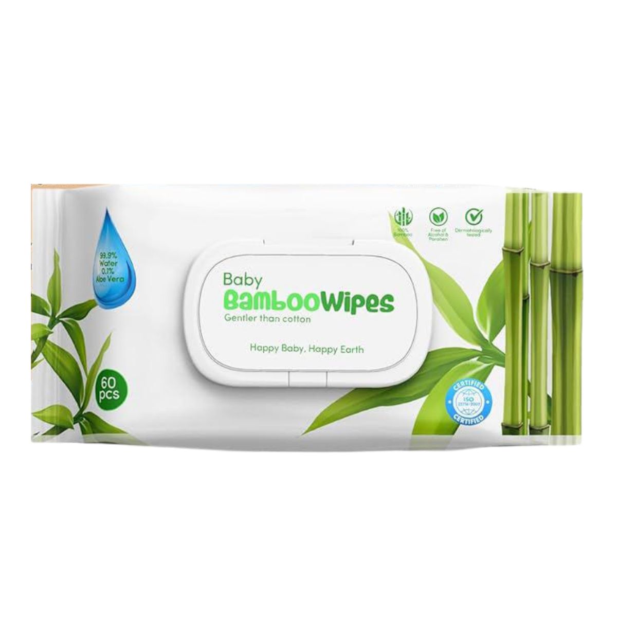 GENERICO - Toalla Húmedas Bambu Agua 99-9% 60unid Biodegradable Nachin