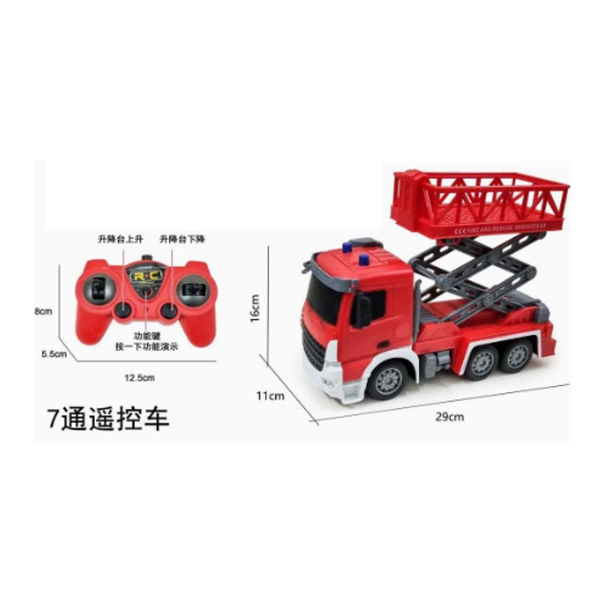 GENERICO - Juguete Camión de Bomberos Grúa de Rescate a Control Remoto