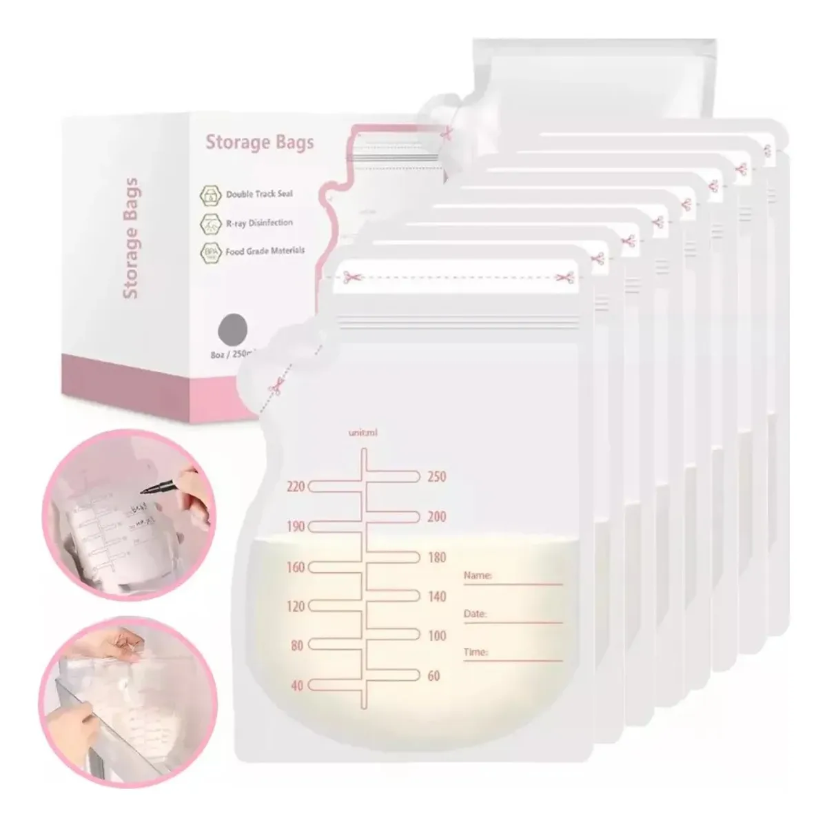 GENERICO - Pack 30 Bolsas Para Leche Materna De 250 Ml