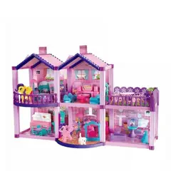 GENERICO - CASA DE MUÑECAS INFANTIL CON MUEBLES Y ANIMALES
