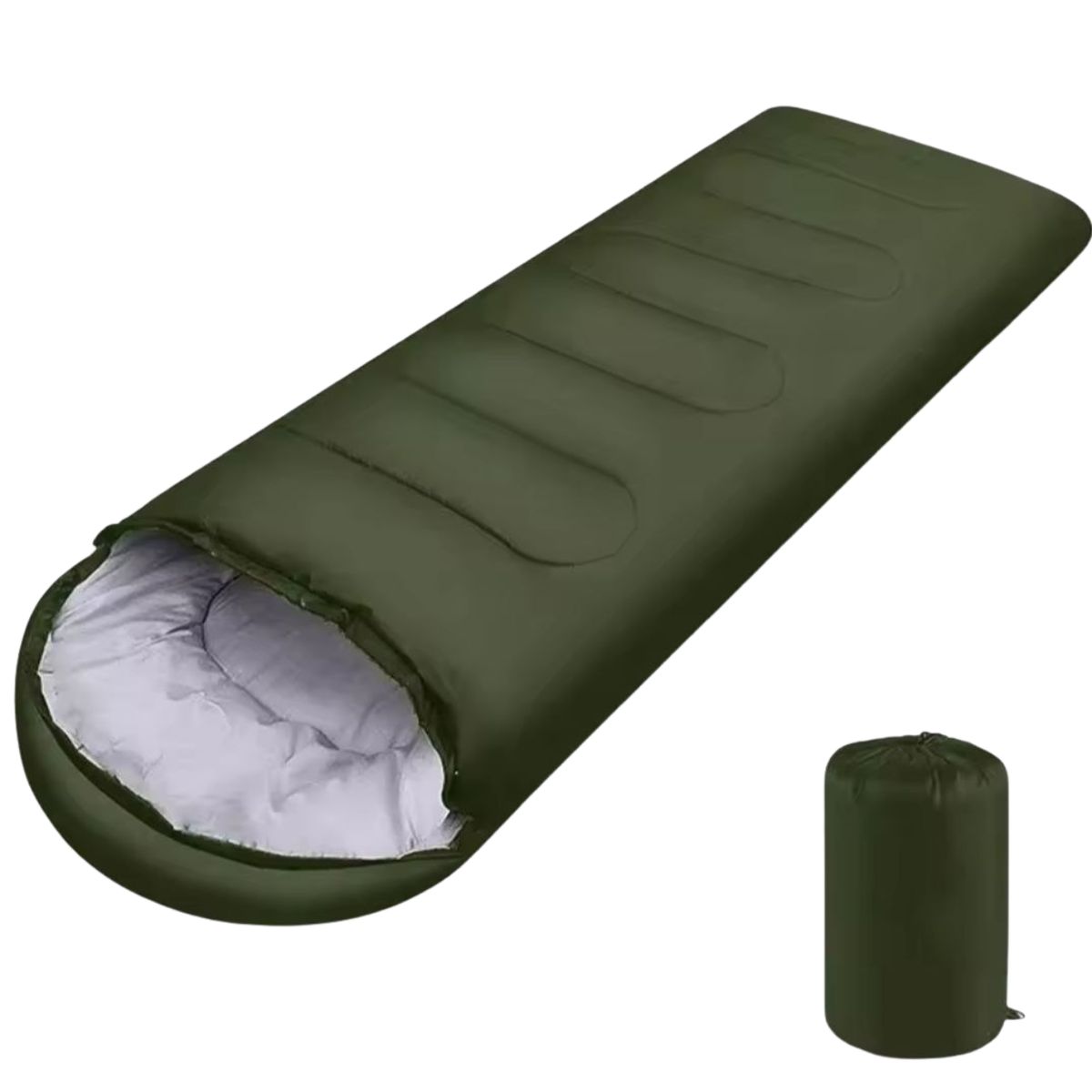 GENERICO - Saco De Dormir Ultraliviano, Térmico, 3 Estaciones Con Gorro Verde