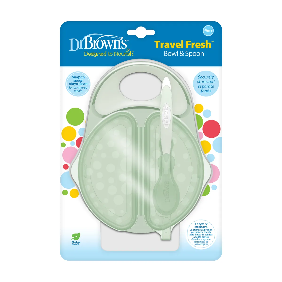 DR BROWNS - Plato Y Cuchara Para Viaje 4m+ Dr Browns Verde