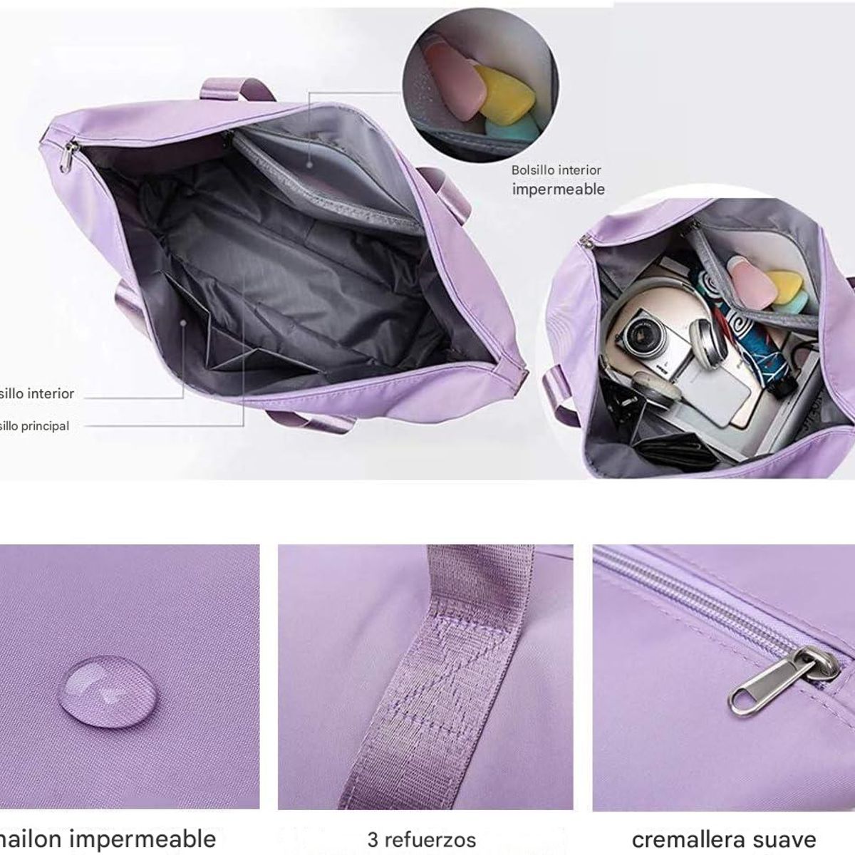 GENERICO - Bolso Cartera Mujer Hombro Plegable Tote Bag Daily Casual Impermeable Deportivo Viaje Expansible