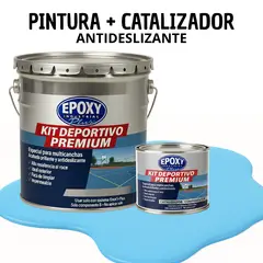 EPOXY - PINTURA PISOS CANCHAS - KIT PREMUM P2 2K- KIT TINETA AZUL CIELO CLARO