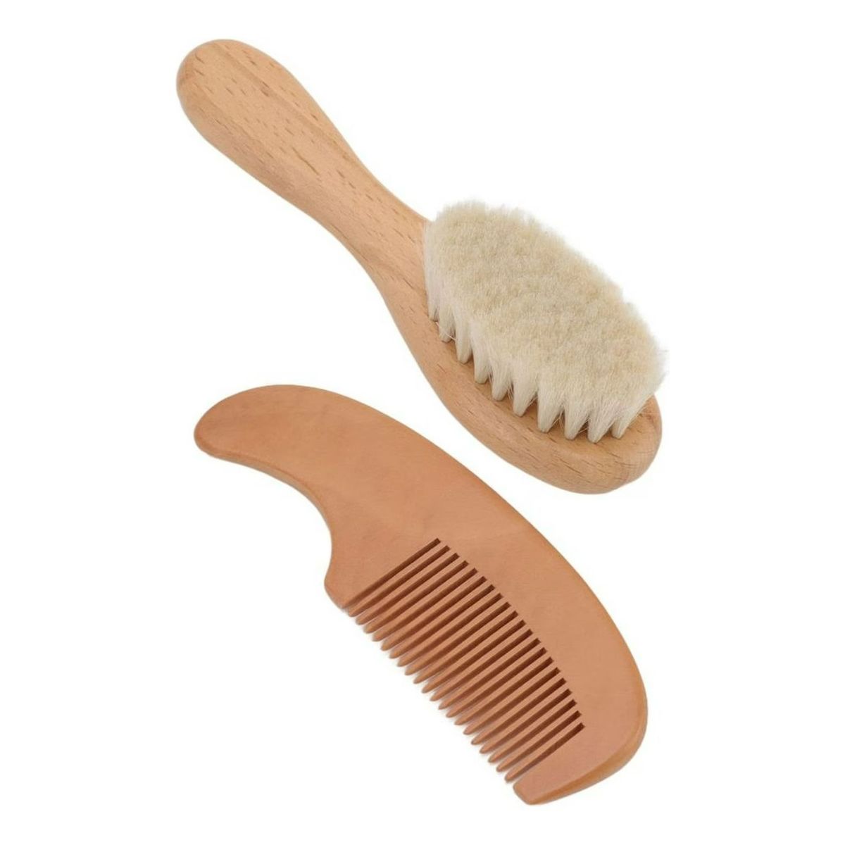GENERICO - Cepillo Y Peine Madera Cerdas Suaves Para Bebés