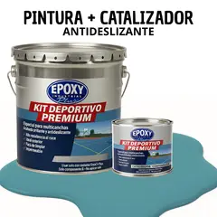 EPOXY - PINTURA PISOS CANCHAS - KIT PREMUM P2 2K- KIT TINETA AZUL PETRÓLEO