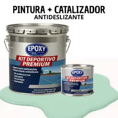 EPOXY - PINTURA PISOS CANCHAS - KIT PREMUM P2 2K- KIT TINETA AZUL VERDE MENTA
