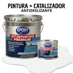 EPOXY - PINTURA PISOS CANCHAS - KIT PREMUM P2 2K- KIT TINETA BLANCO PURO