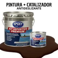 EPOXY - PINTURA PISOS CANCHAS - KIT PREMUM P2 2K- KIT TINETA CAFÉ MORO