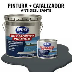 EPOXY - PINTURA PISOS CANCHAS - KIT PREMUM P2 2K- KIT TINETA GRIS ANTRACITA