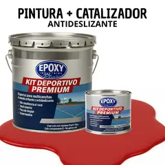 EPOXY - PINTURA PISOS CANCHAS - KIT PREMUM P2 2K- KIT TINETA ROJO CEREZA