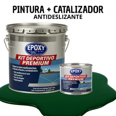 EPOXY - PINTURA PISOS CANCHAS - KIT PREMUM P2 2K- KIT TINETA VERDE BOSQUE OSCURO