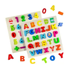 GENERICO - Set Tabla Encaje Abecedario y Números Didáctico Madera Niños