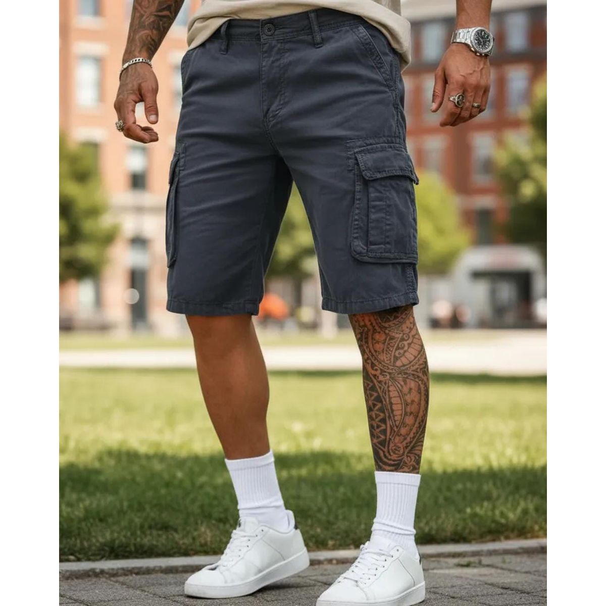 BLUE MOUNTAIN - Shorts cargo para hombre múltiple bolsillos Outdoor