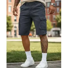 BLUE MOUNTAIN - Shorts Drill Cargo Para Hombre Multiple Bolsillos Outdoor