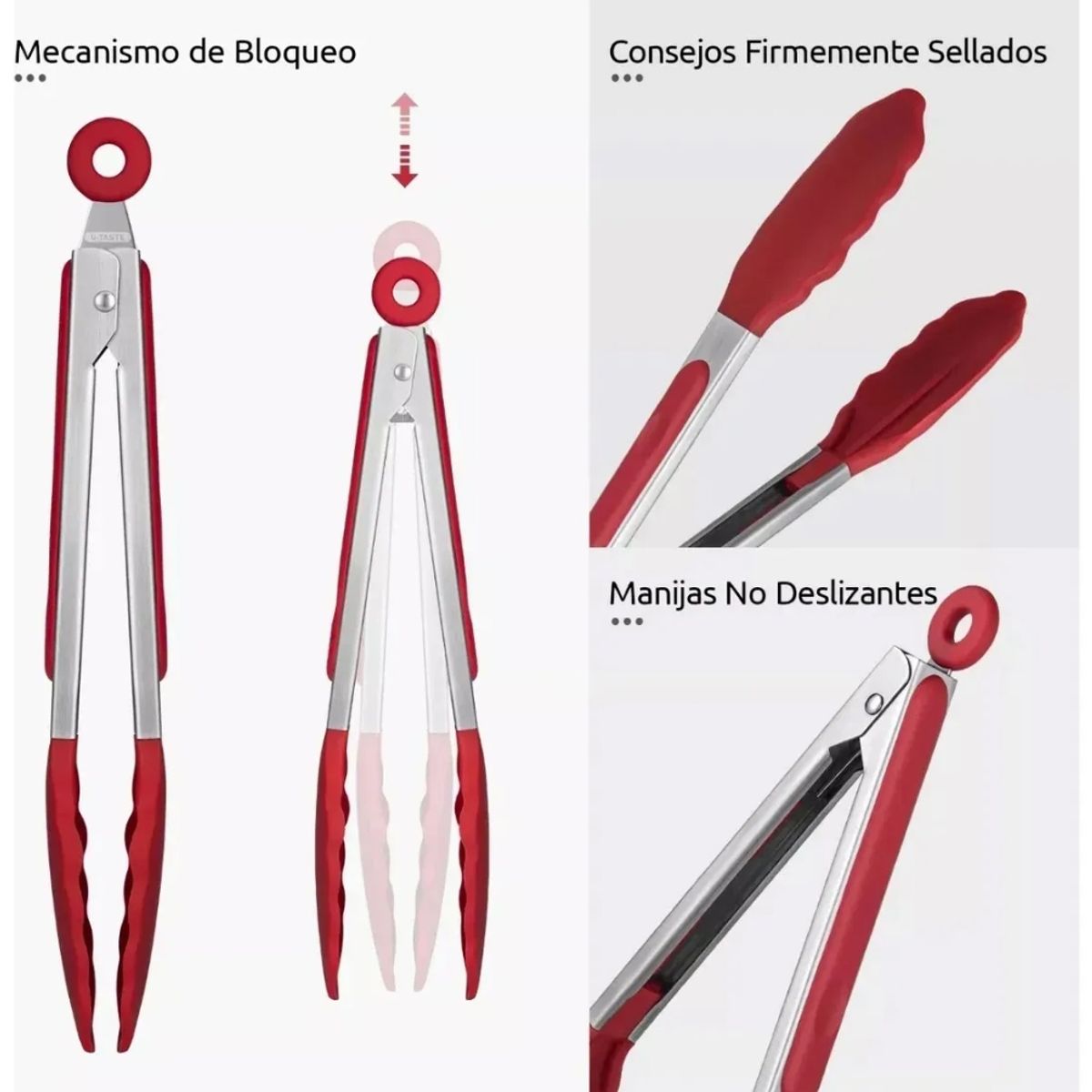 GENERICO - Pinzas De Cocina De Silicona De Acero Inoxidable