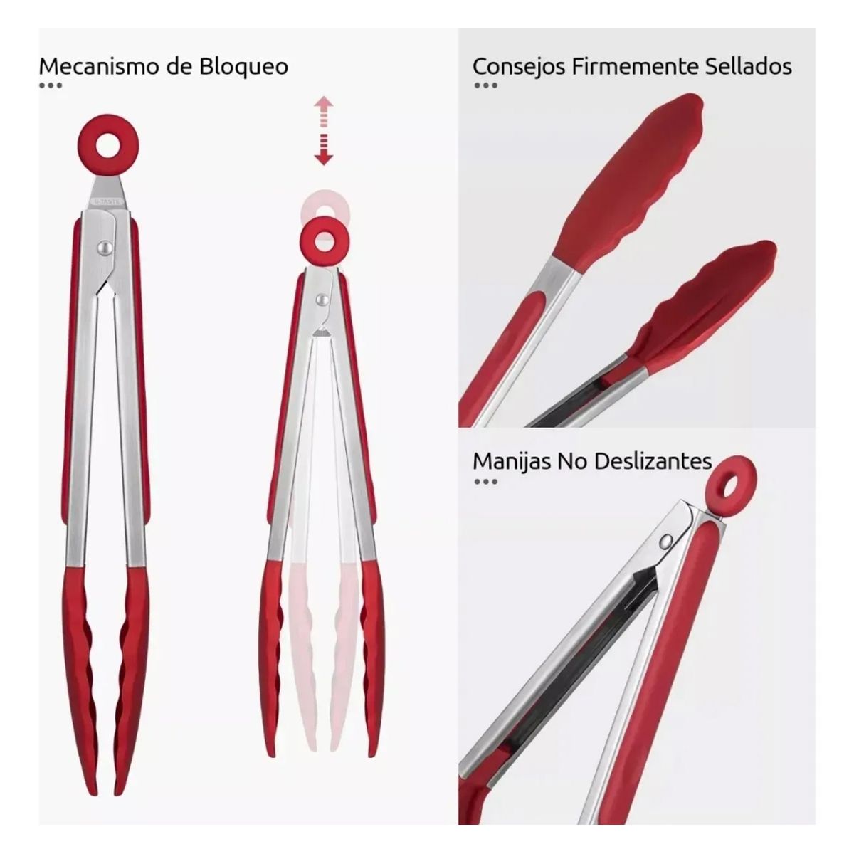 GENERICO - Pinzas De Cocina De Silicona De Acero Inoxidable