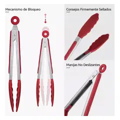 GENERICO - Pinzas De Cocina De Silicona De Acero Inoxidable